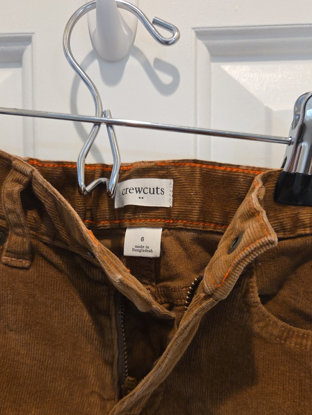 Crewcuts Brown Corduroy Kids Jeans with Orange Stitching